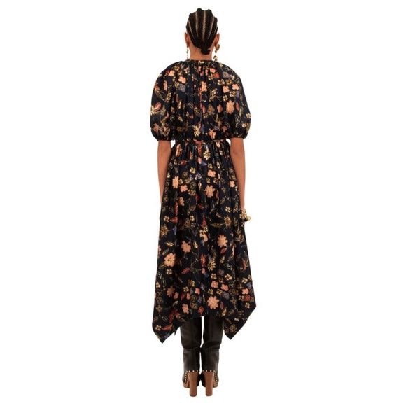 ULLA JOHNSON | Cybil Floral Print Puff Sleeve Silk Midi Dress - Picture 4 of 11